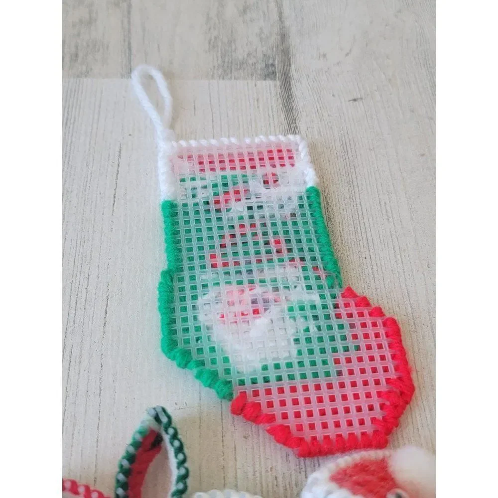 Crochet‎ Santa stocking ornament face star flower set Xmas